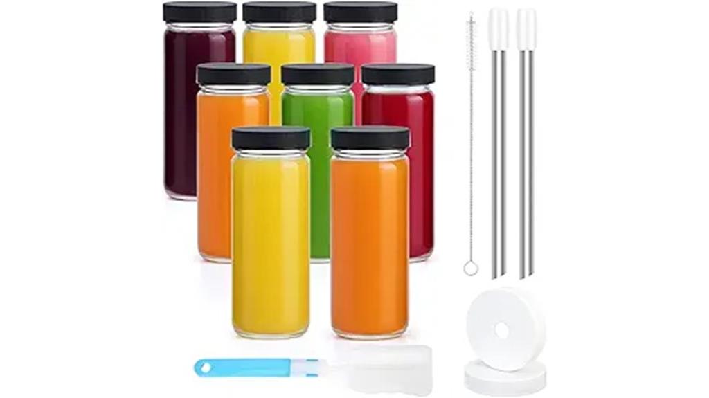 eight 16 oz glass bottles