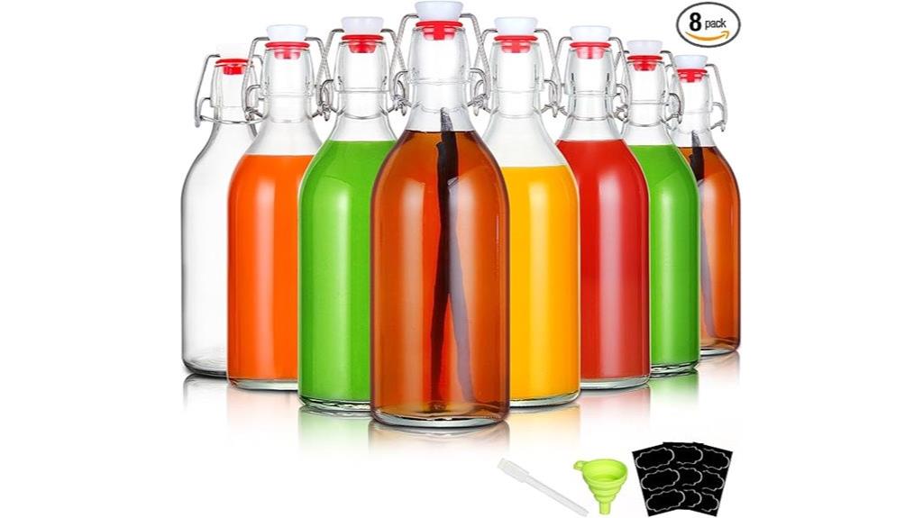 eight glass bottles set