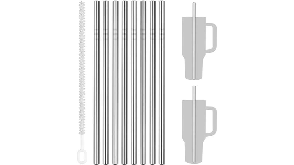 eight stainless steel straws