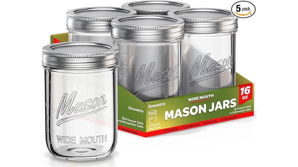 five pack wide mouth jars