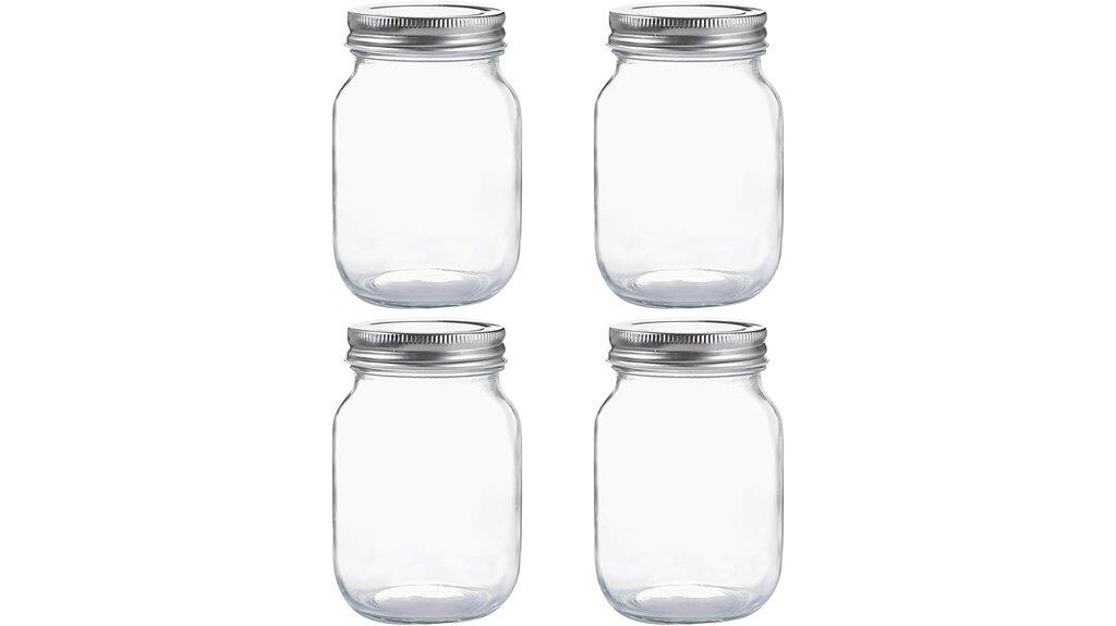 four 16 oz mason jars