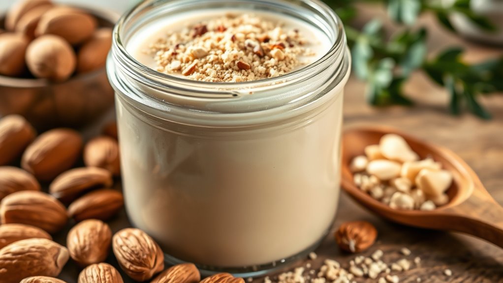 homemade almond milk preparation