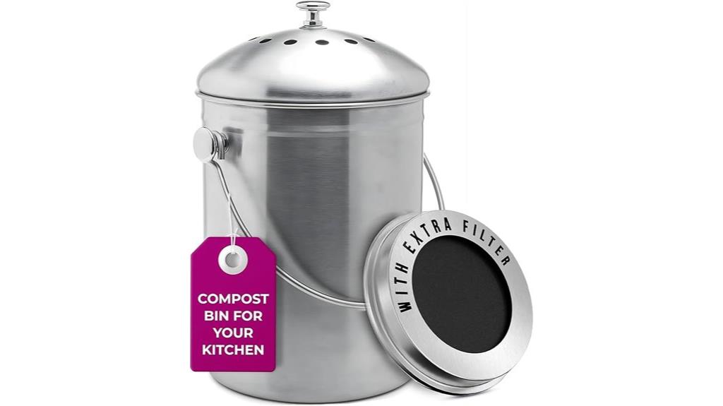 kitchen compost bin 1 3 gallons