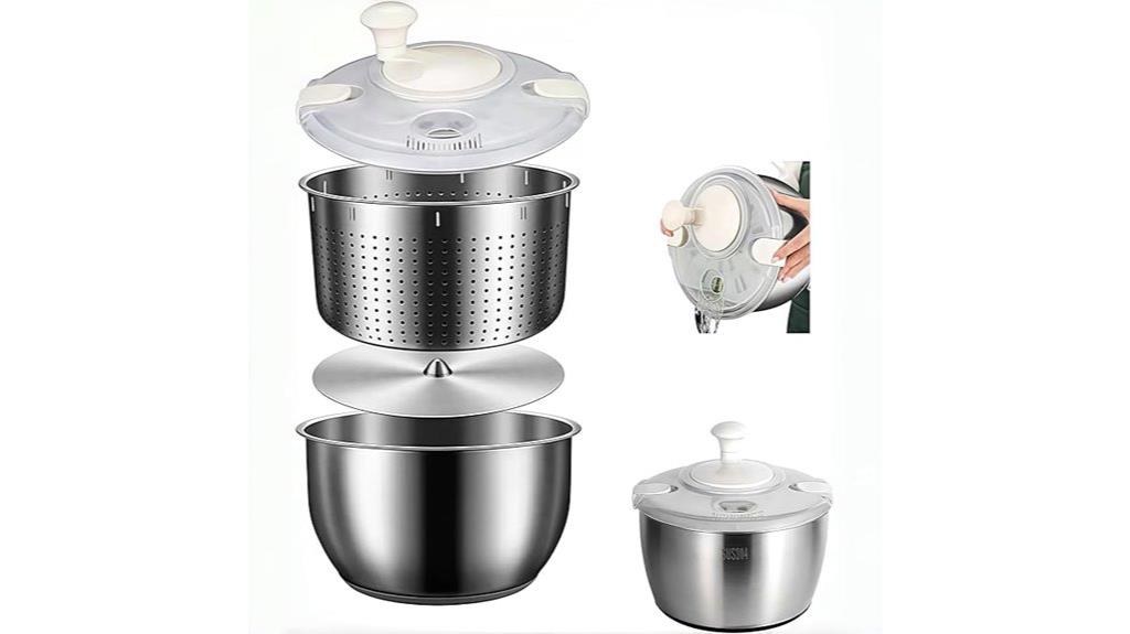 large stainless steel salad spinner
