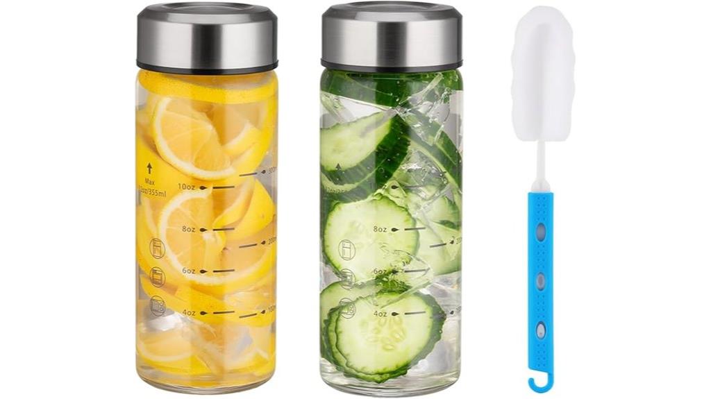 pack of two glass bottles