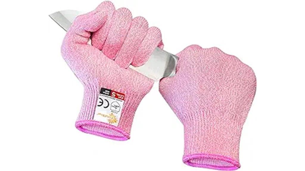 pink medium cut resistant gloves