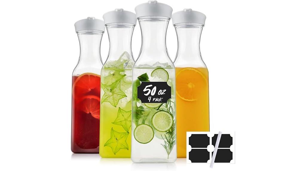 set of four 50oz water carafes