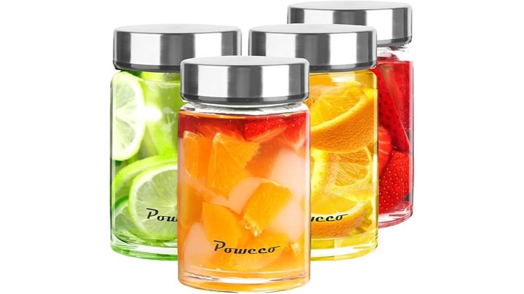 set of four glass bottles