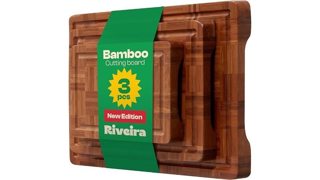 set of three bamboo cutting boards
