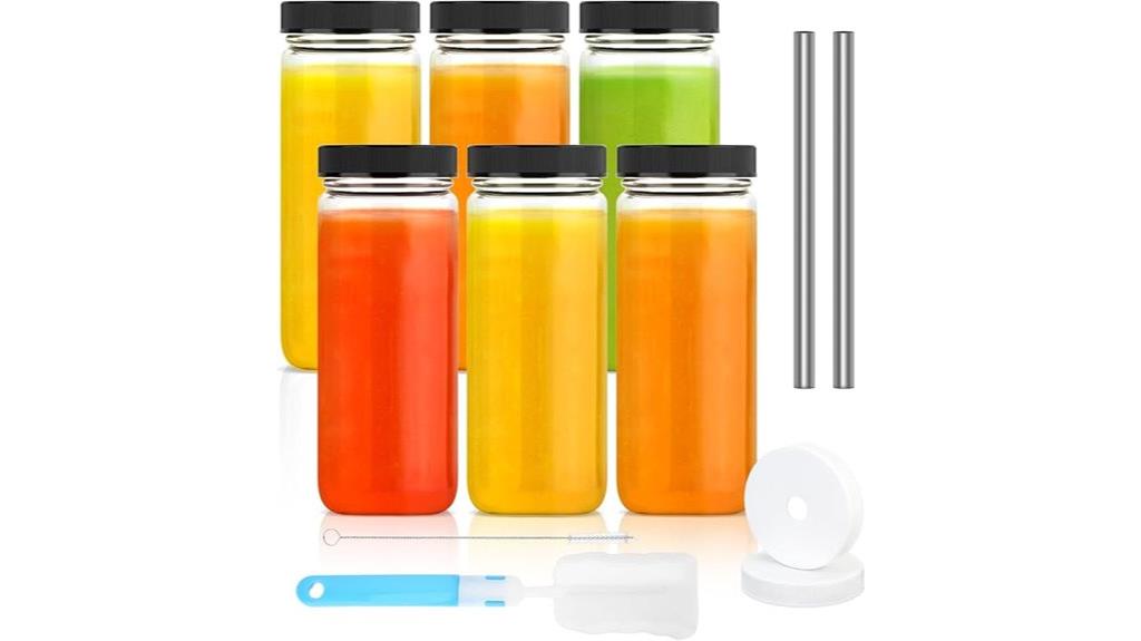 six 16oz glass bottles