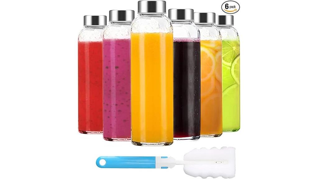 six transparent lid bottles