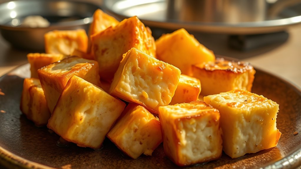 steam bake for crispy tofu