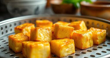 steam bake for crispy tofu