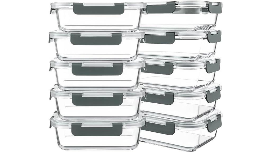 ten glass containers