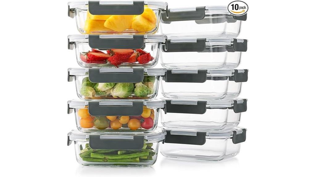 ten glass meal prep containers