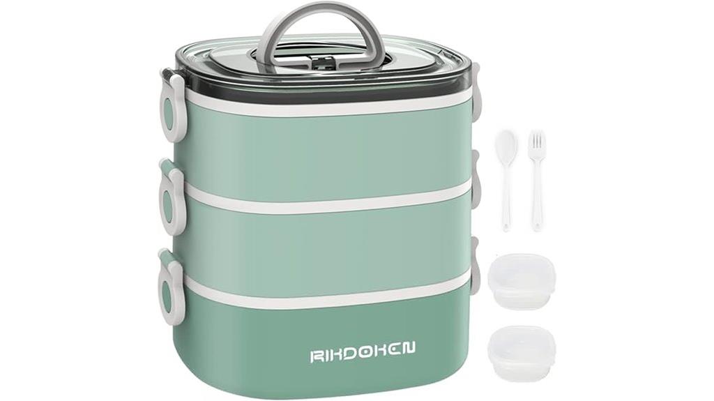three layer leakproof bento