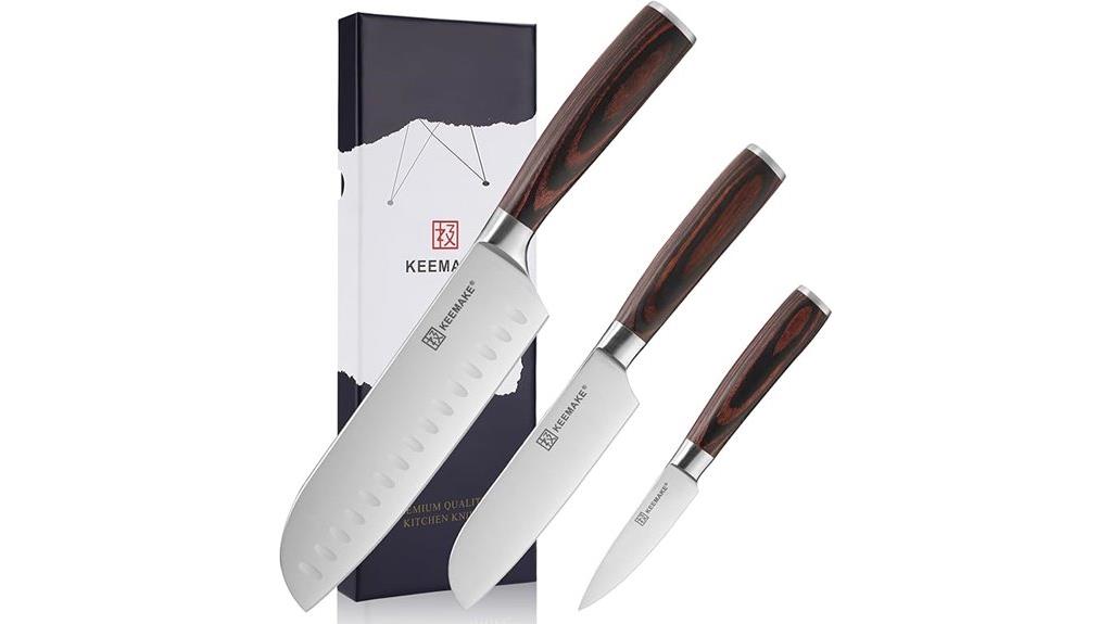 three piece santoku knife set
