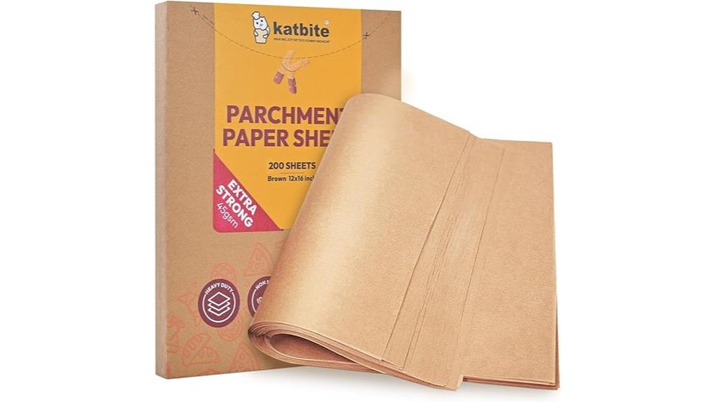 unbleached baking parchment sheets