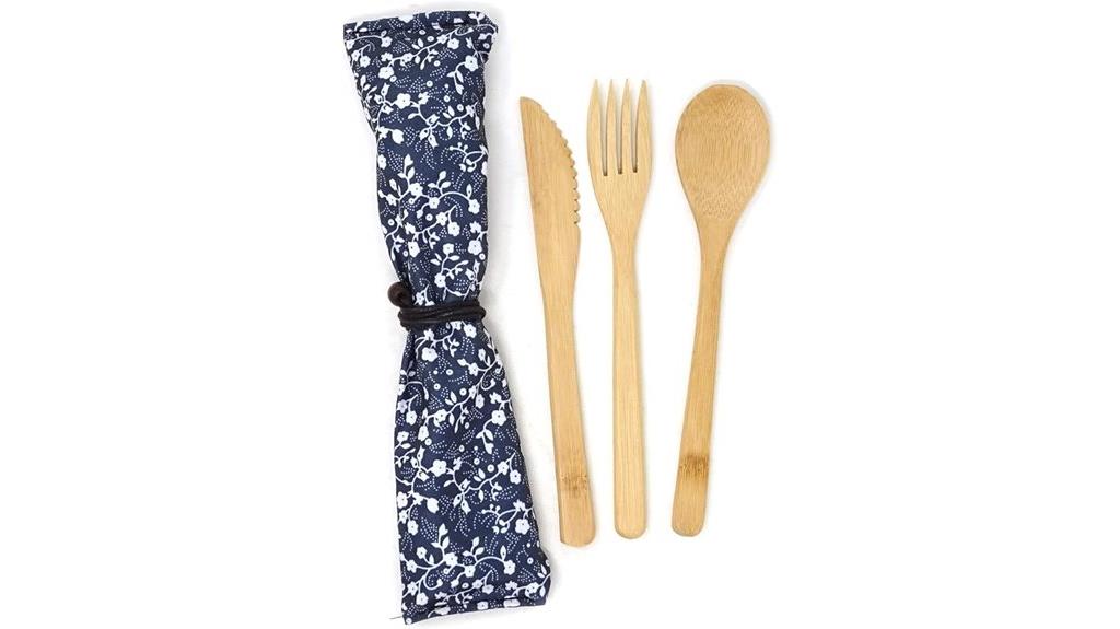 bamboo flatware set with pouch