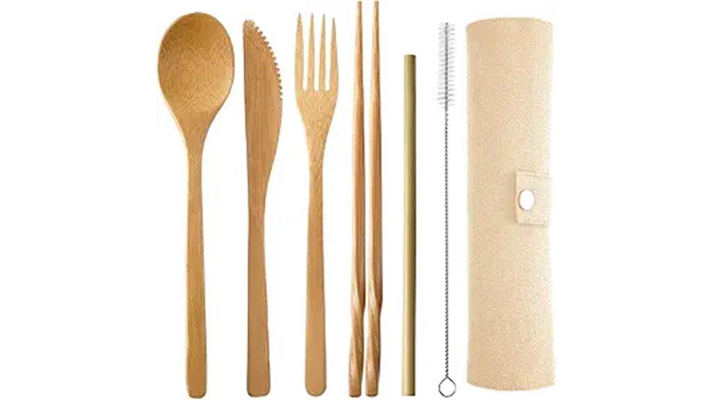 bamboo travel cutlery set