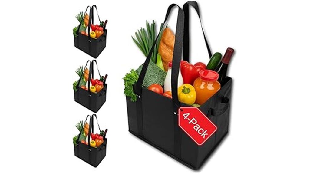 black reusable grocery bags