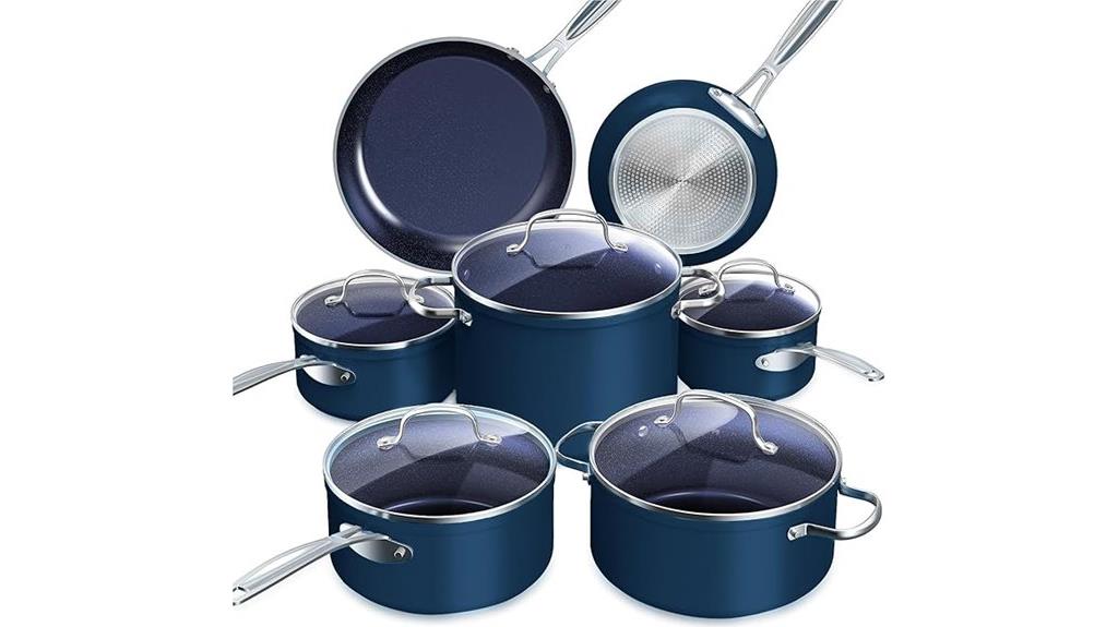 blue ceramic cookware set