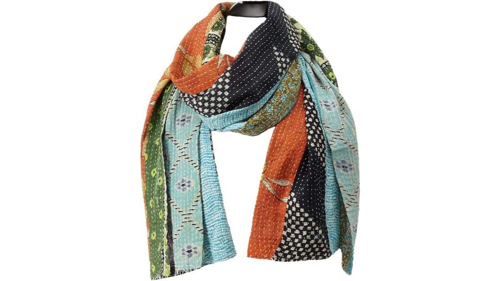 colorful reversible kantha scarf