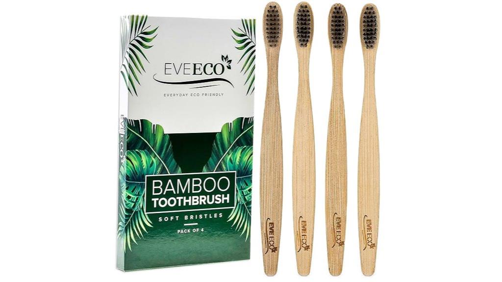 four pack bamboo toothbrushes