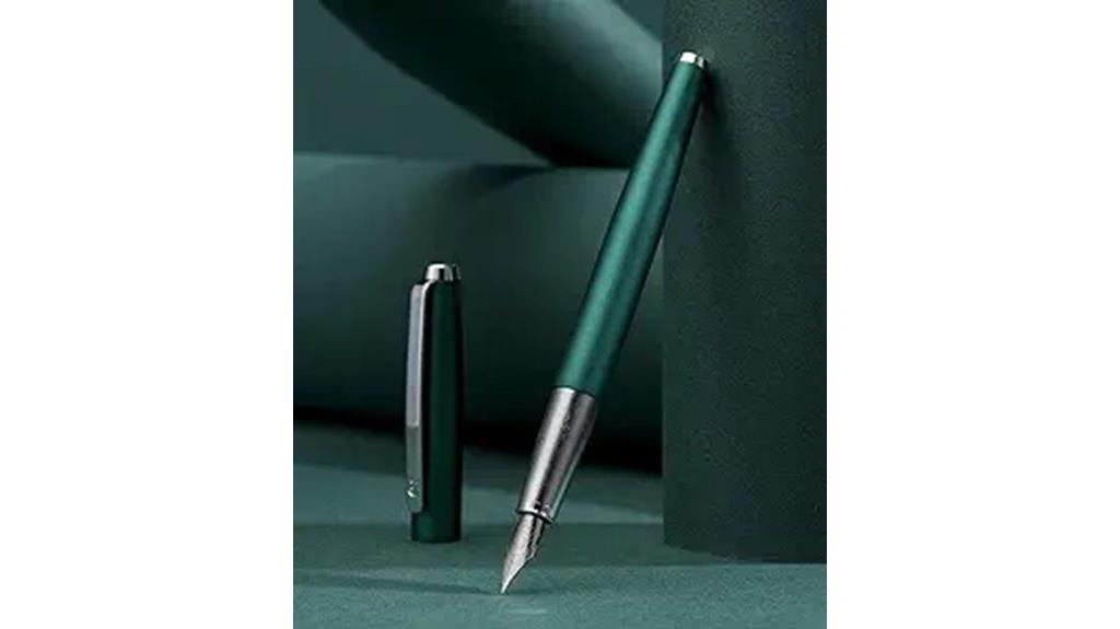 green metal fountain pen