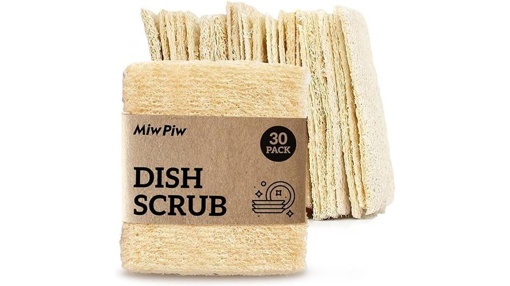 pack of thirty natural loofah sponges