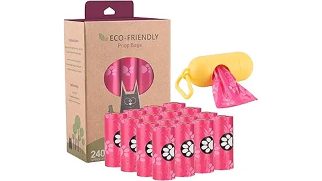 pink biodegradable poo bags