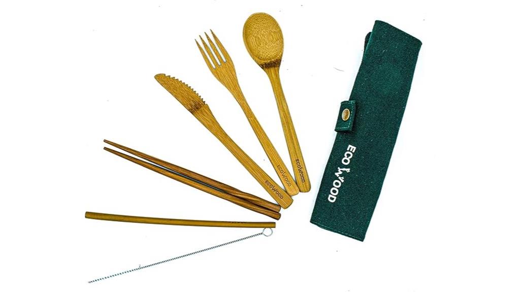 portable bamboo utensil set