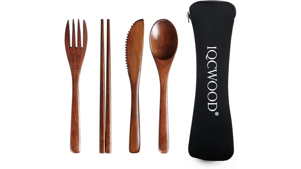 portable wooden cutlery set