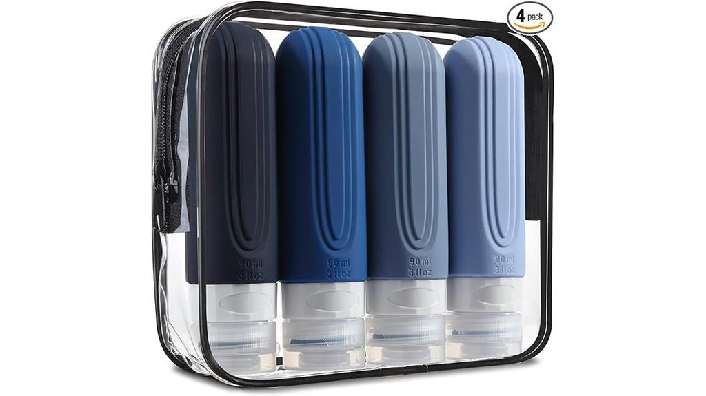 set of four travel bottles