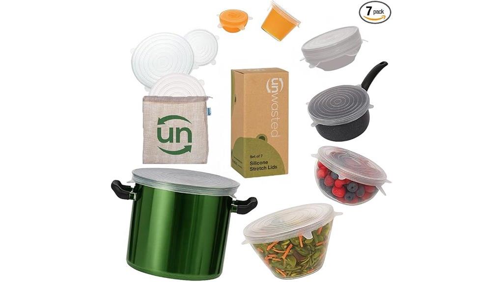 set of seven silicone lids