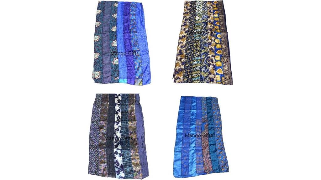 set of ten silk scarves