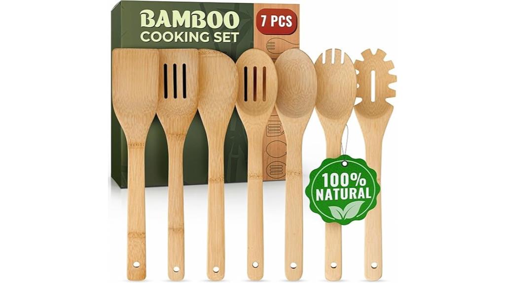 seven piece bamboo utensil set