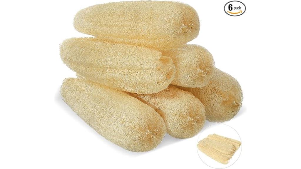 six 11 8 inch loofah sponges
