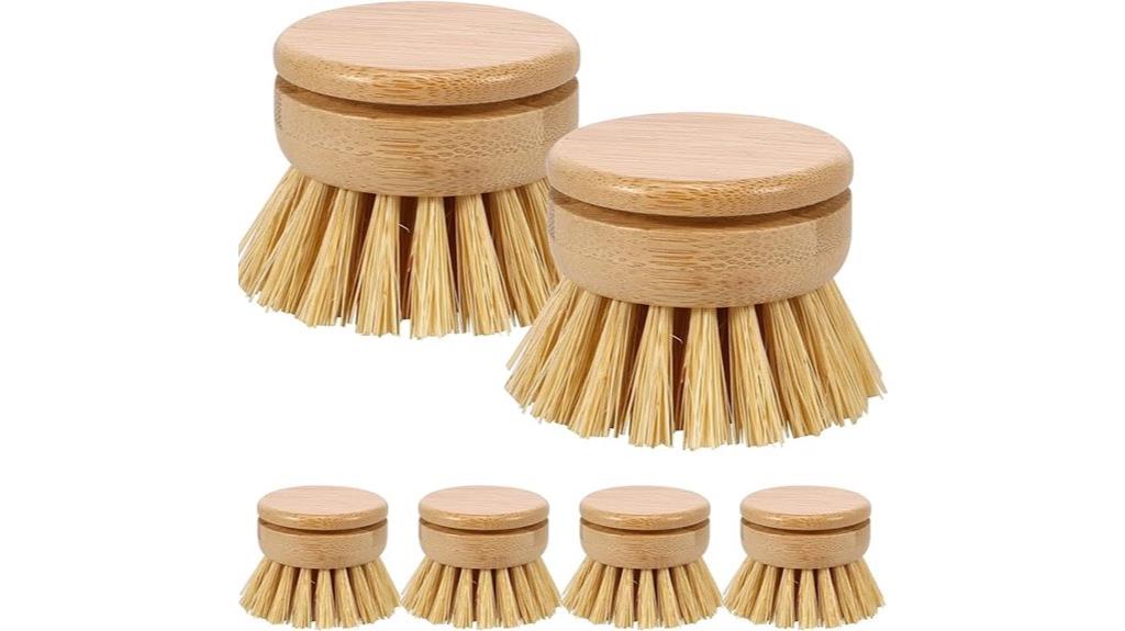 six bamboo brush replacements