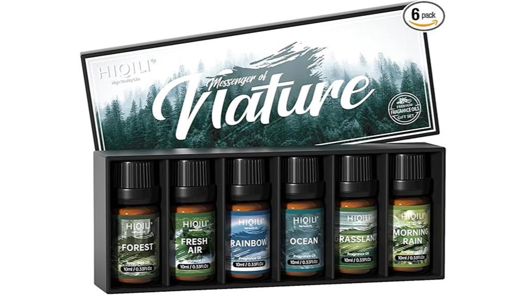 six fragrance oil bottles