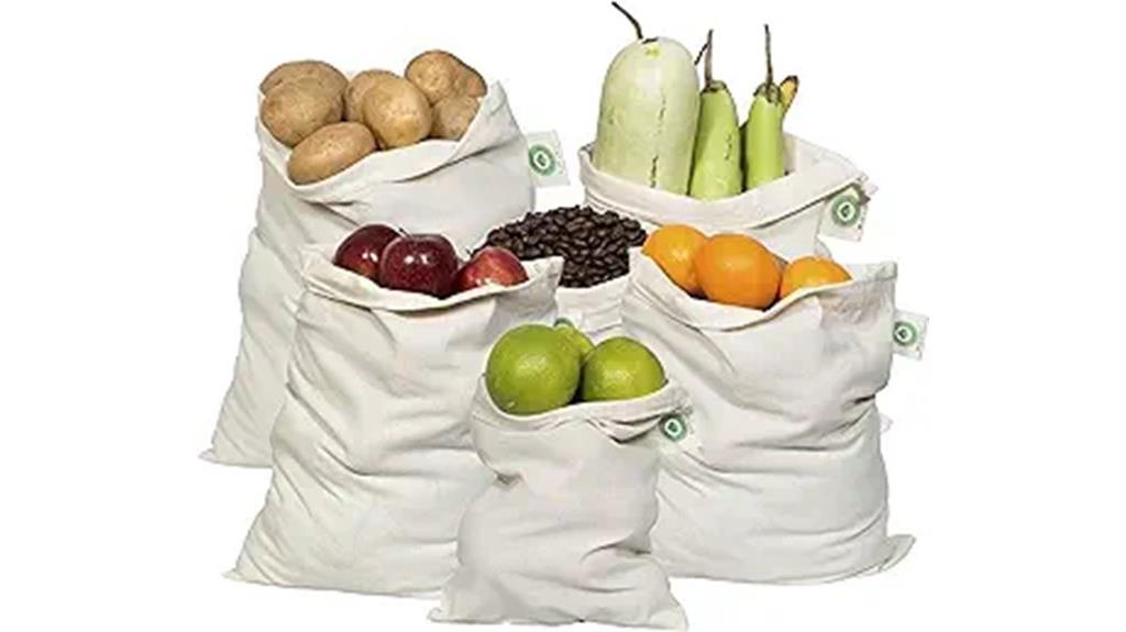 six reusable produce bags