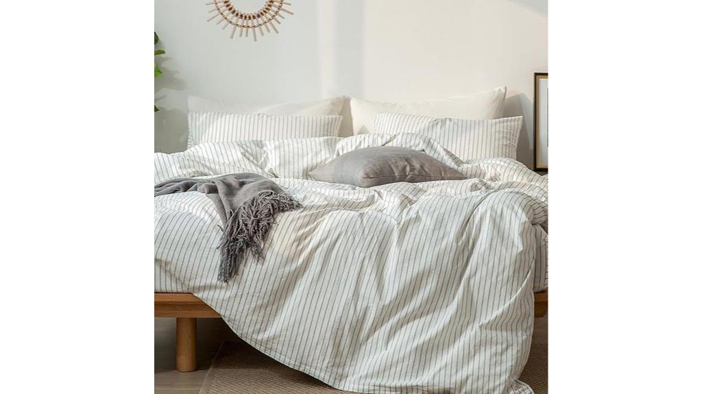 striped cotton linen duvet