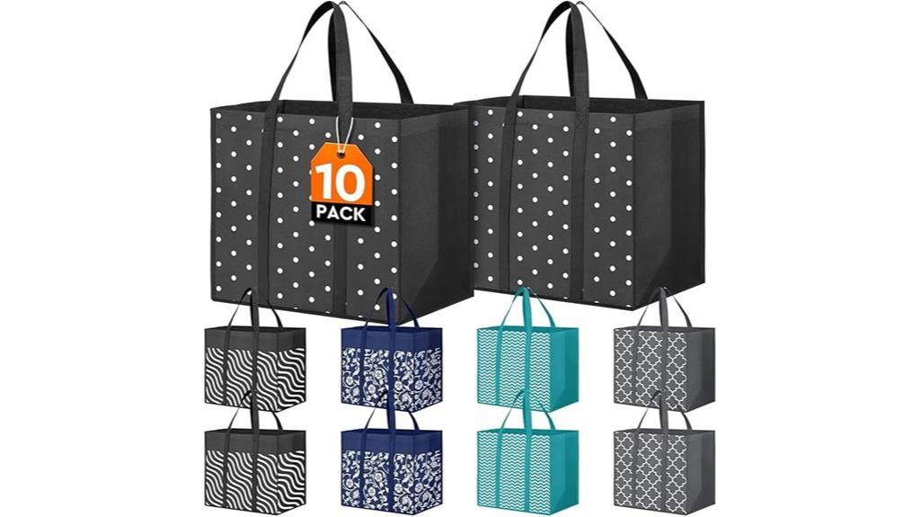 ten reusable grocery totes