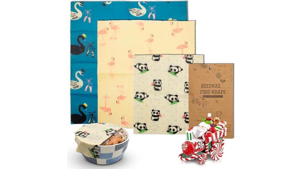 three animal print beeswax wraps