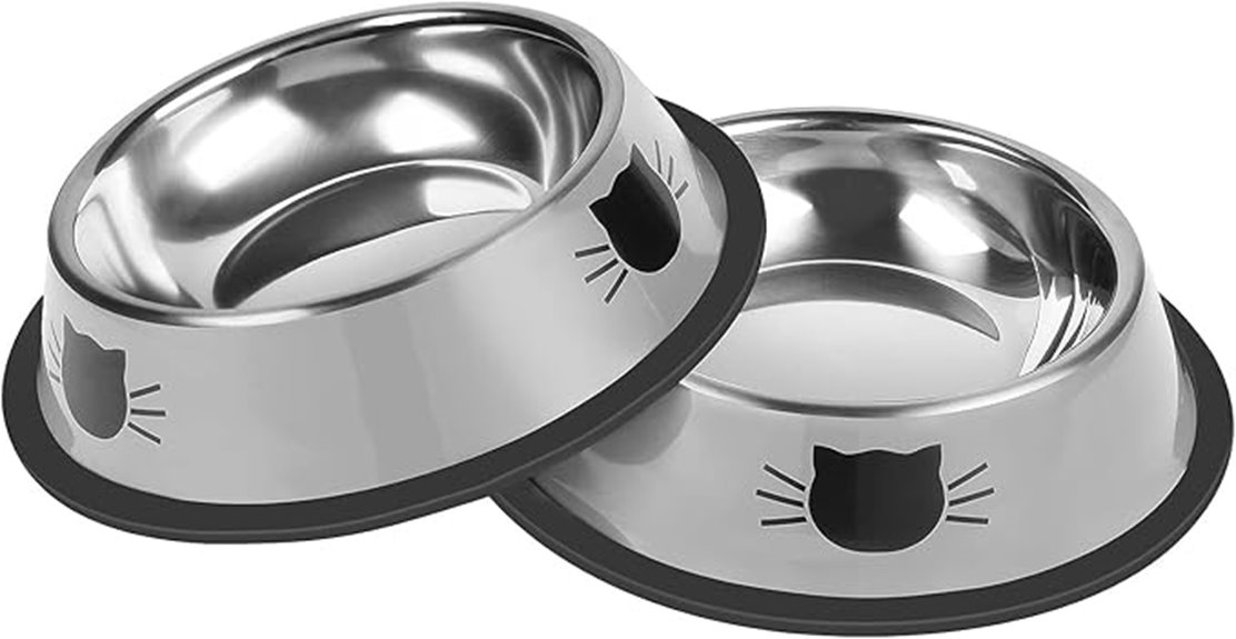 two stainless steel bowls