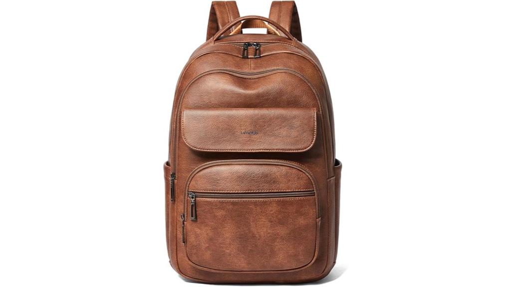 vegan leather laptop backpack