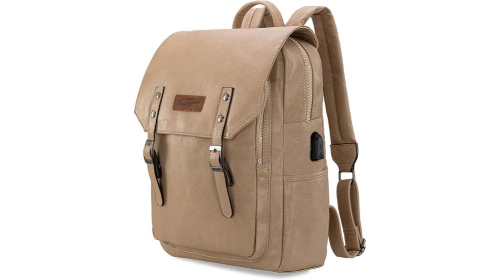 vegan leather laptop backpack