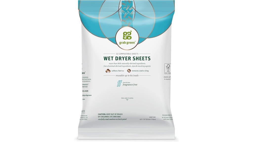 wet dryer sheets pack