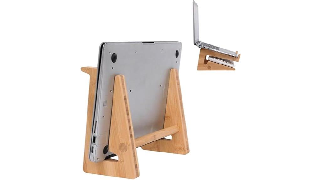 wooden desk laptop stand