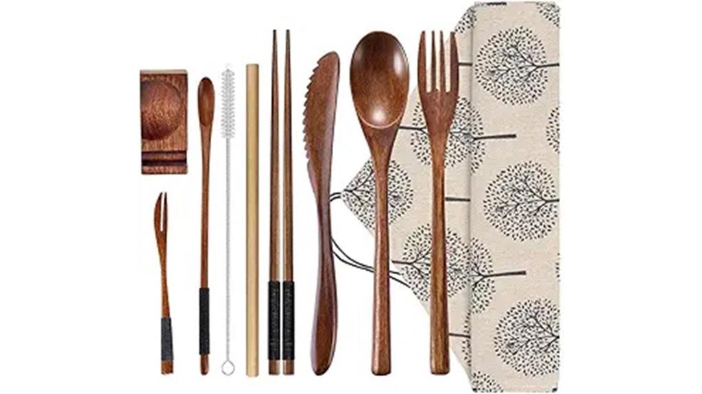 wooden flatware set with case